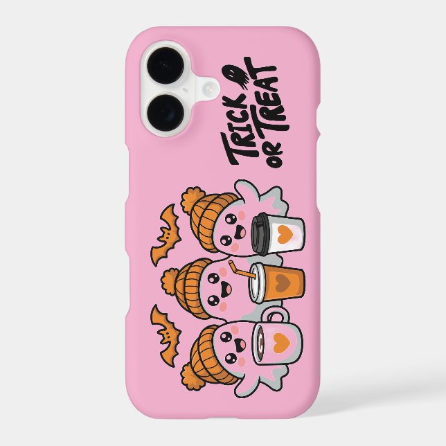 Pink iPhone 17 Case with Cute Halloween Design (Back)