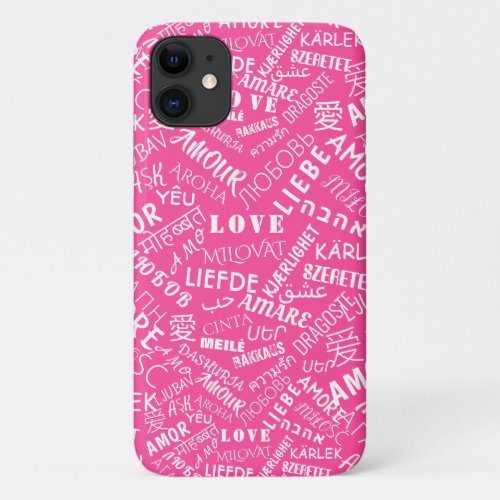 Pink iPhone Case Gift with Multilingual Love Text