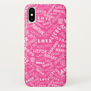 Pink iPhone Case Gift with Multilingual Love Text