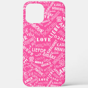 Pink iPhone Case Gift with Multilingual Love Text