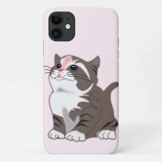 Pink iPhone Case with Baby Cat - Customizable (Back)