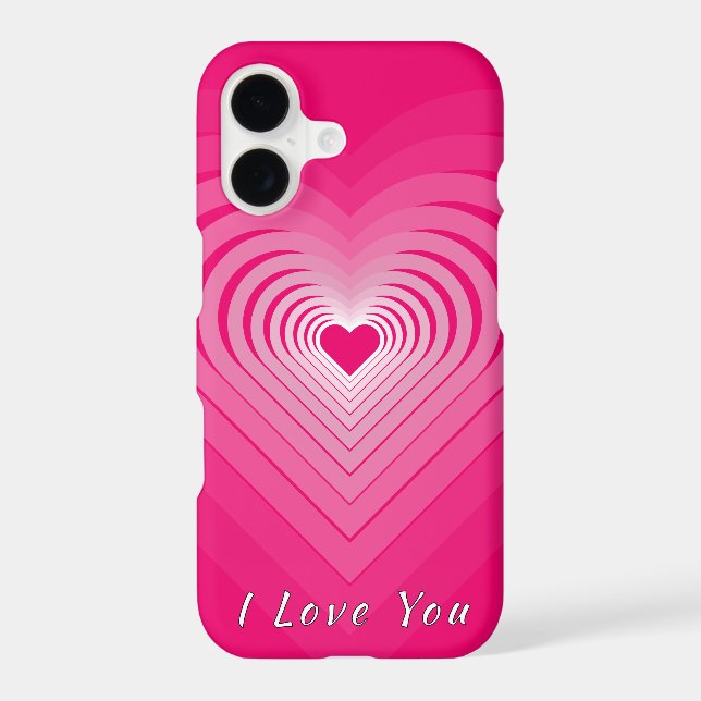 Pink iPhone Case with Hearts - I Love You (Back)