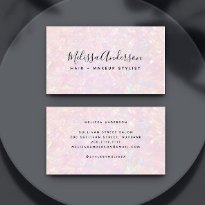 Pink Iridescent Calligraphy Business Card