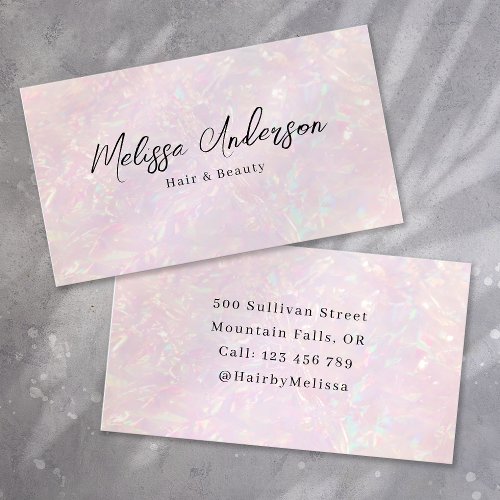 Pink Iridescent Calligraphy Business Card