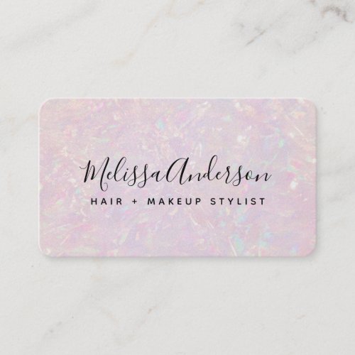 Pink Iridescent Calligraphy Business Card