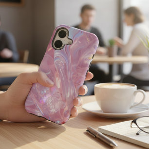 Pink Iridescent Fluid Abstract - GlossyJelly Swirl iPhone 17 Case