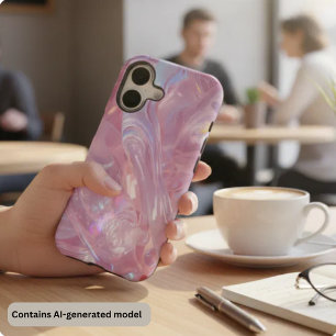 Pink Iridescent Fluid Abstract - GlossyJelly Swirl iPhone 17 Case