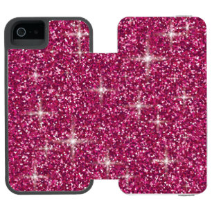 Pink iridescent glitter wallet case for iPhone SE/5/5s