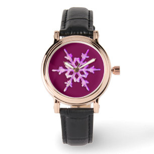 Pink iridescent snowflake watch