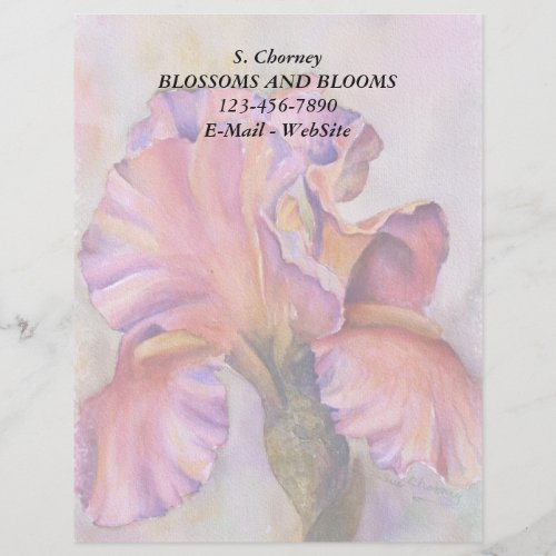 PINK IRIS CUSTOMIZABLE LETTERHEAD