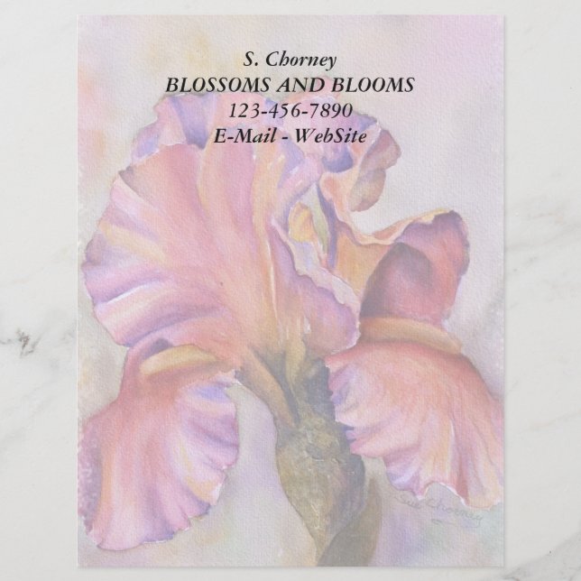 PINK IRIS CUSTOMIZABLE LETTERHEAD (Front)