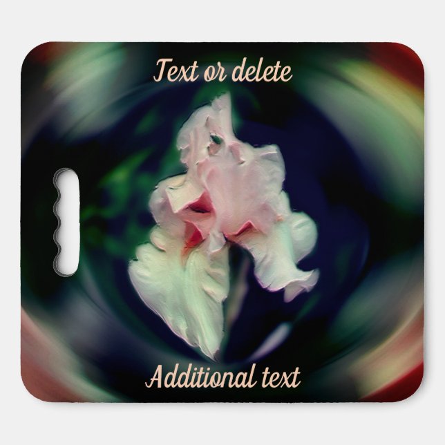 Pink Iris Floral Abstract Art Personalized Seat Cushion (Front Horizontal)
