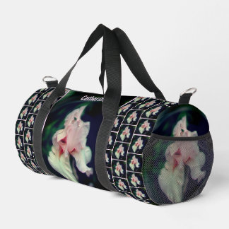 Pink Iris Flower Abstract Art Personalized Duffle Bag