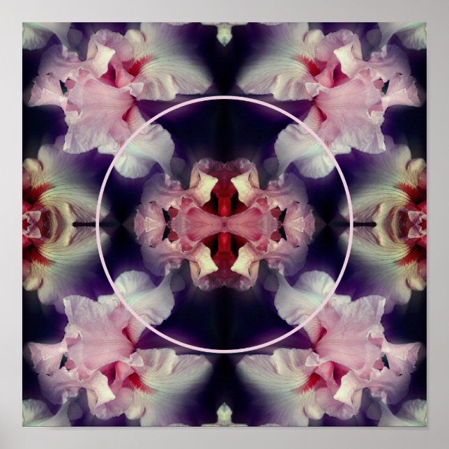 Pink Iris Flower Frame Create Your Own Photo Poster (Front)