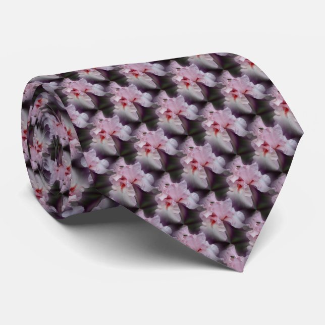 Pink Iris Flower Nature Art   Neck Tie (Rolled)