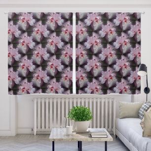 Pink Iris Flower Pattern Blackout Curtains