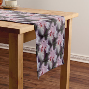 Pink Iris Flower Pattern Short Table Runner