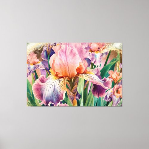  Pink IRIS Irises Vintage Floral TV2 Canvas Print