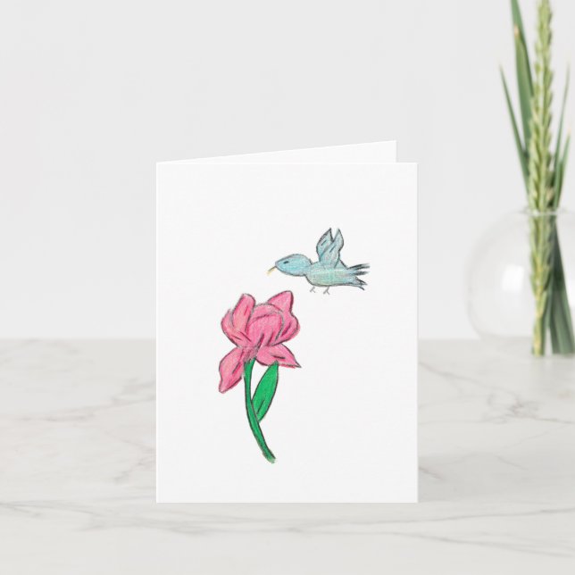 Pink Iris  Letterpress Thank You Card (Front)