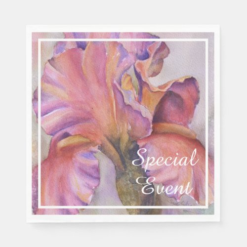 Pink Iris Party Napkins