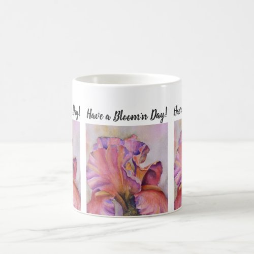 Pink Iris Watercolor Flower Coffee Mug