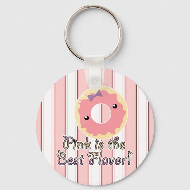 Pink is Best Flavor Pink Frosted Donut Keychain (Front)