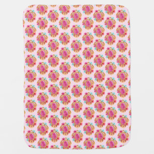 Pink Island Tropical Sea Turtles Floral Baby Blanket