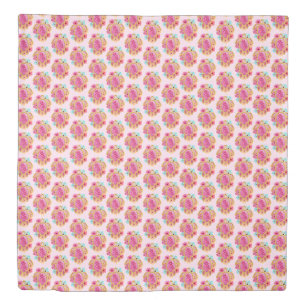 Pink Island Tropical Sea Turtles Floral Duvet Cover