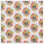 Pink Island Tropical Sea Turtles Floral Fabric