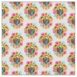 Pink Island Tropical Sea Turtles Floral Fabric