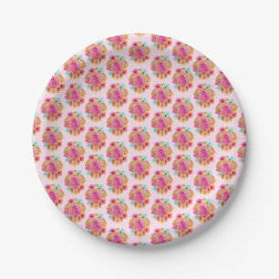Pink Island Tropical Sea Turtles Floral Paper Plates