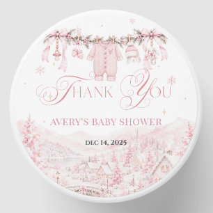 Pink It Takes a Village Christmas Baby Shower Girl Mini Candle Favors