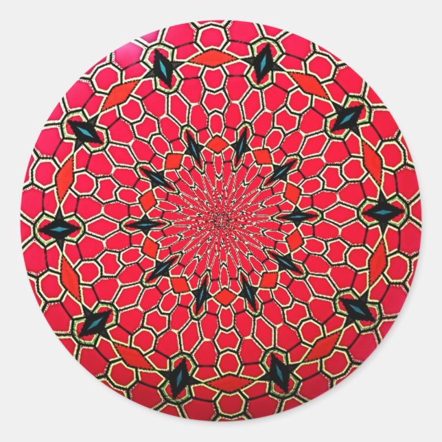Pink Italian Mosaic Mandala Disk Classic Round Sticker (Front)
