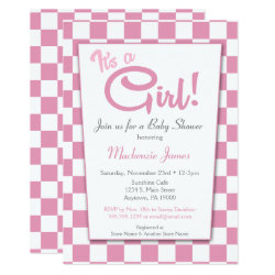Pink It's A Girl 50s Diner Baby Shower Invitation