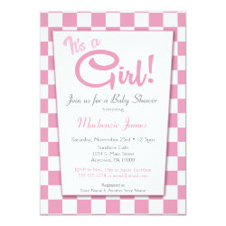 Pink It's A Girl 50s Diner Baby Shower Invitation