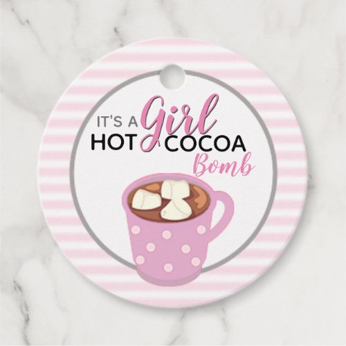 Pink Its a Girl Baby Shower  Hot Cocoa Bomb Favor Tags