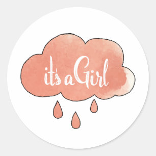 Pink Its a Girl Calligraphy It’s a Girl Art Gender Classic Round Sticker