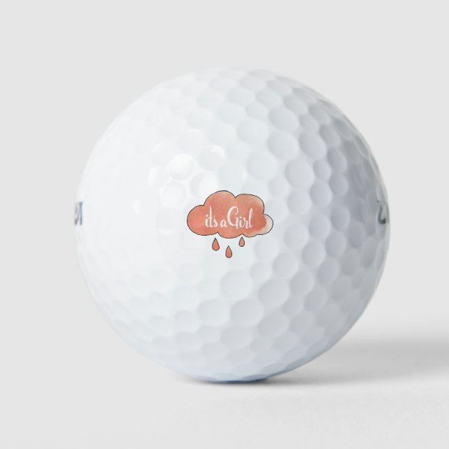 Pink Its a Girl Calligraphy It’s a Girl Art Gender Golf Balls (Front)