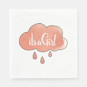 Pink Its a Girl Calligraphy It’s a Girl Art Gender Napkins