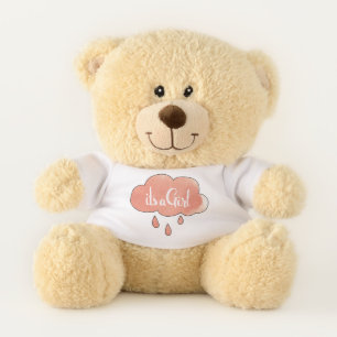Pink Its a Girl Calligraphy It’s a Girl Art Gender Teddy Bear
