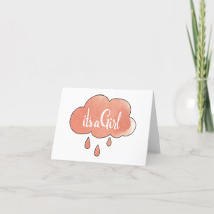 Pink Its a Girl Calligraphy It’s a Girl Art Gender Thank You Card