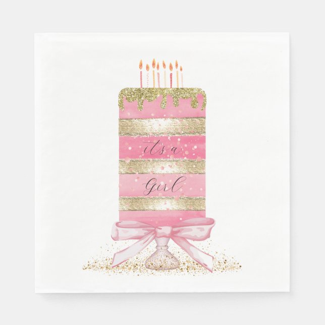 Pink "It's a girl"  Napkins (Front)