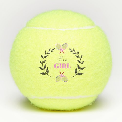 Pink Its A Girl Tennis Rackets Baby Gift Tennis Balls