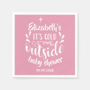Pink Its Cold Outside Baby Shower/Sprinkle Napkins