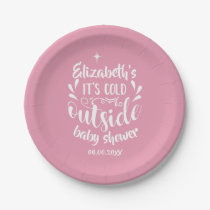 Pink Its Cold Outside Baby Shower/Sprinkle Paper Plates