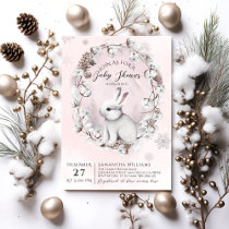 Pink it's cold outside Woodland Baby Shower Invitation