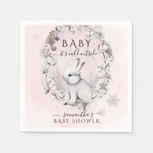 Pink its cold outside Woodland Girl Baby Shower Napkins
