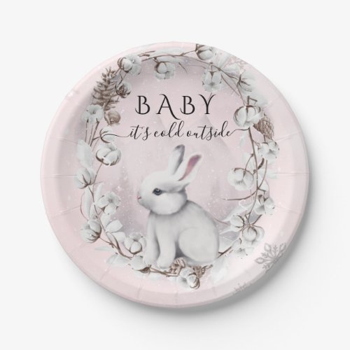 Pink its cold outside Woodland Girl Baby Shower Paper Plates