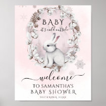 Pink it's cold outside Woodland Girl Baby Shower  Poster