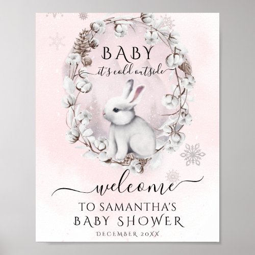 Pink its cold outside Woodland Girl Baby Shower  Poster